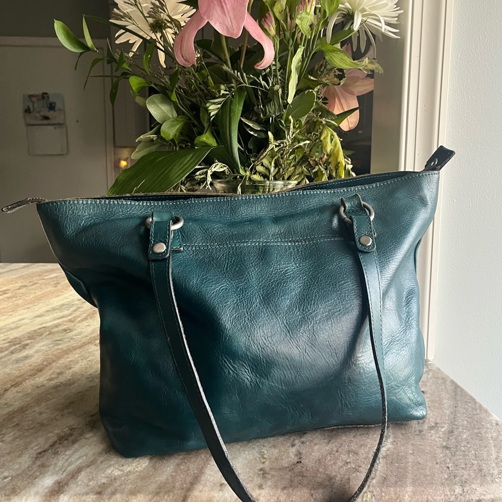 Elegant Teal Leather Tote Bag